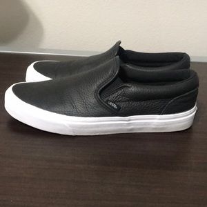 Black Leather Slip-On Vans